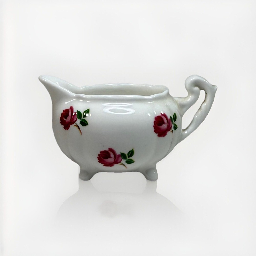 Vintage Jubilee Fine Bone China Red Rose Floral Creamer Made In England Coquette